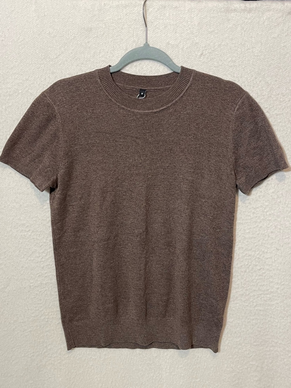 Classic Short-Sleeve Knit Top in Chocolate Brown